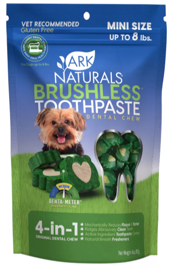 オリジナルペイント　ドッグ&ドッグ Ark Naturals Brushless Toothpaste 4-in-1 Mini Dog Dental Chews - 8