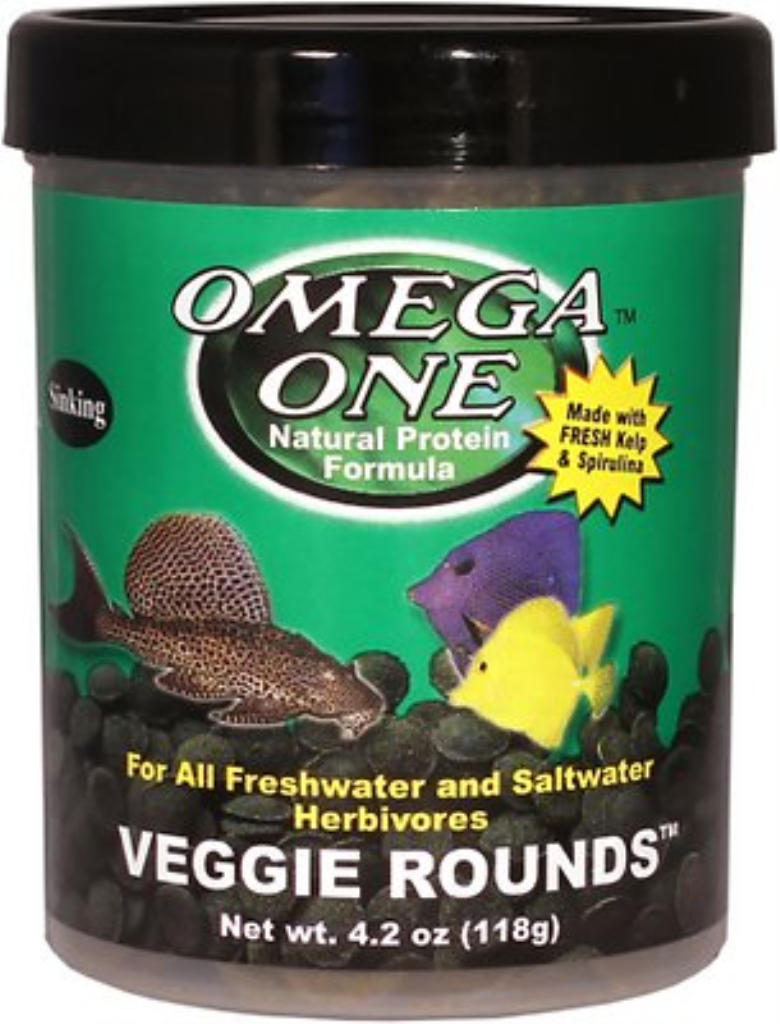 Omega One Sinking Veggie Rounds Freshwater & Saltwater Fish Food, 4.2-oz jar