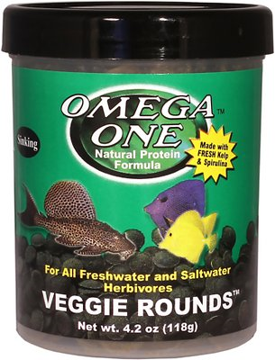 Omega One Sinking Veggie Rounds Freshwater & Saltwater Fish Food, 4.2-oz jar