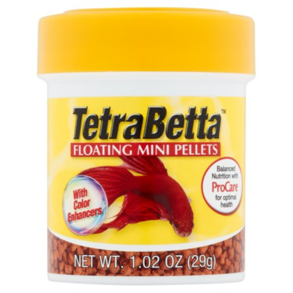 Tetra Betta Floating Mini Pellets Color Enhancing Fish Food, 1.02-oz jar