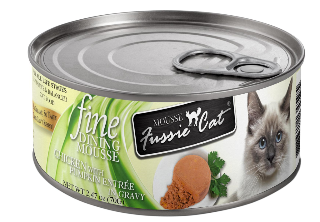 Fussie Cat Fine Dining Mousse Chicken with Pumpkin Entree in Gravy Wet Cat Food Can, 2.47-oz