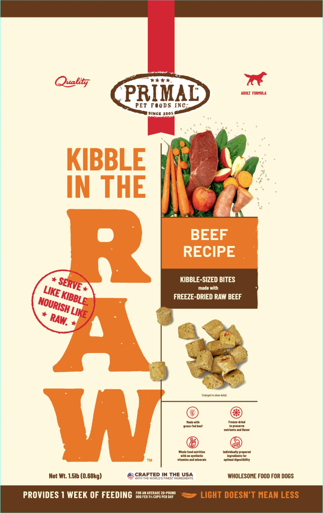 Primal Kibble in the Raw Beef Recipe Freeze-Dried Dog Food, 1.5-lb