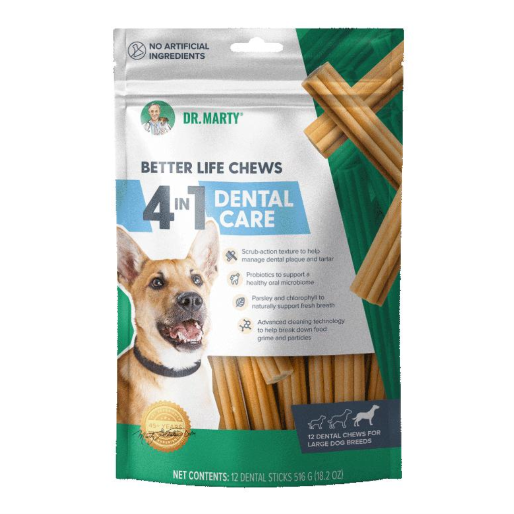 Dr. Marty Better Life Chews 4-in-1 Dental Care for Large Breed Dogs, 18.2-oz