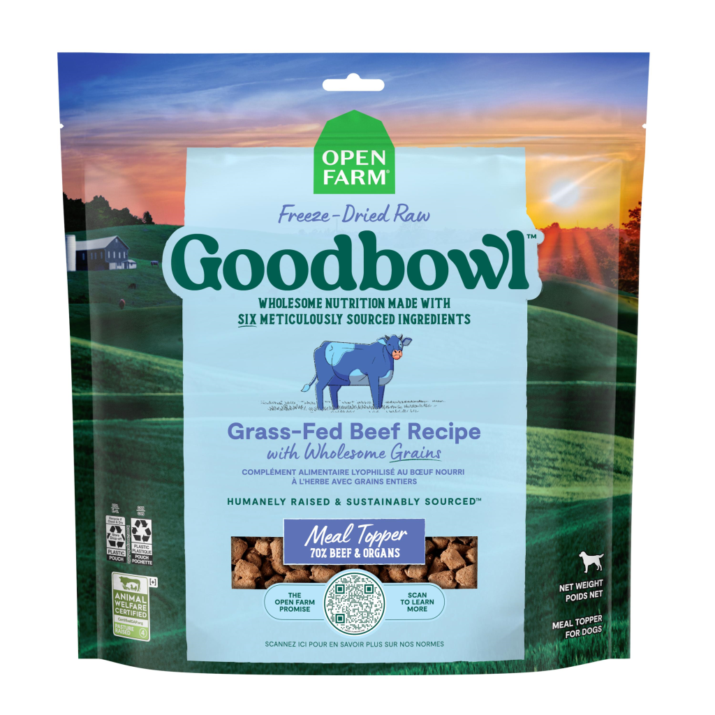 Open Farm Goodbowl Grass-Fed Beef with Wholesome Grains Freeze-Dried Raw Dog Food Topper, 23-oz