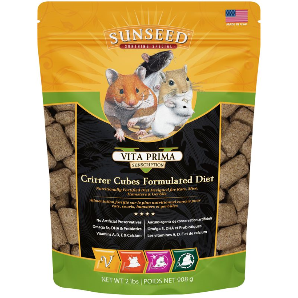 Sunseed Vita Prima Critter Cubes Small Pet Food, 2-lb