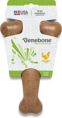 Benebone Rotisserie Chicken Flavored Wishbone Dog Chew Toy, Large