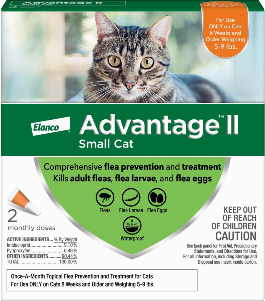 Advantage II Flea Treatment for Small Cats 5-lb to 9-lb, 2-pk