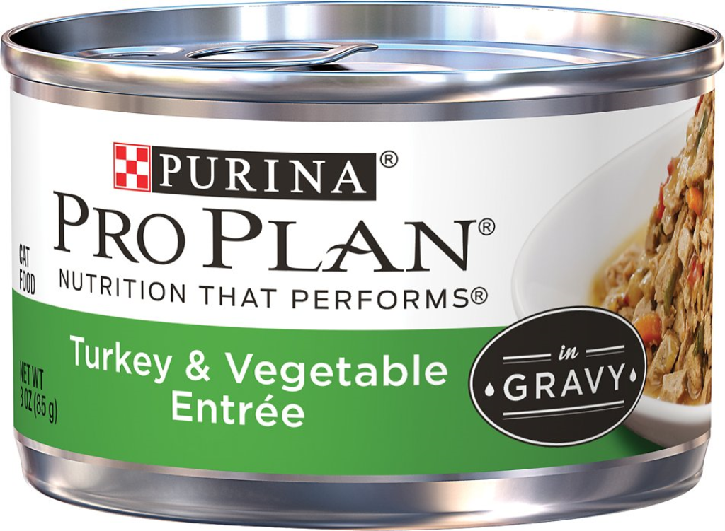 Purina Pro Plan Savor Adult Turkey & Vegetable Entree in Gravy Canned Cat Food, 3-oz