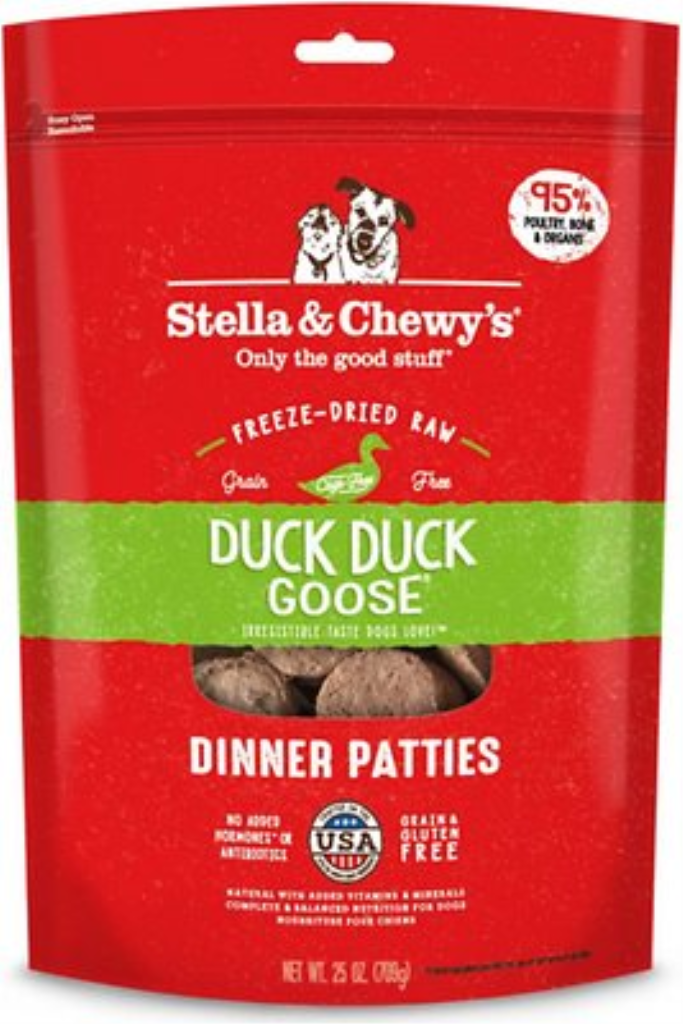 Stella & Chewy's Duck Duck Goose Dinner Patties Grain-Free Freeze-Dried Dog Food, 25-oz