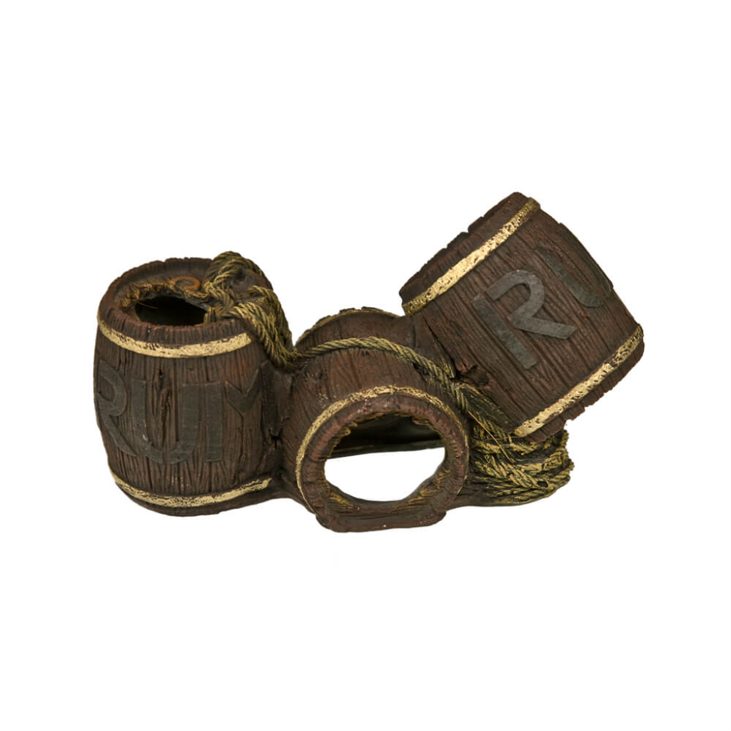 Blue Ribbon Exotic Environments Rum Barrel Swim-Through Aquarium Ornaments, Small