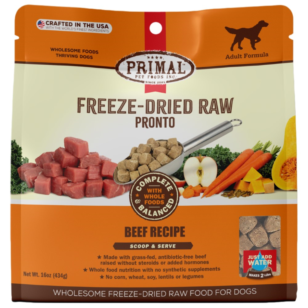 Primal Pronto Raw Freeze-Dried Beef Recipe Dog Food, 16-oz
