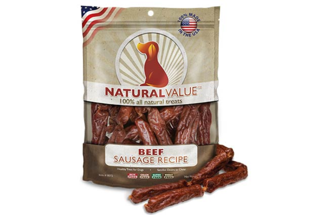 Loving Pets Natural Value Beef Sausage Recipe Dog Treats, 14-oz