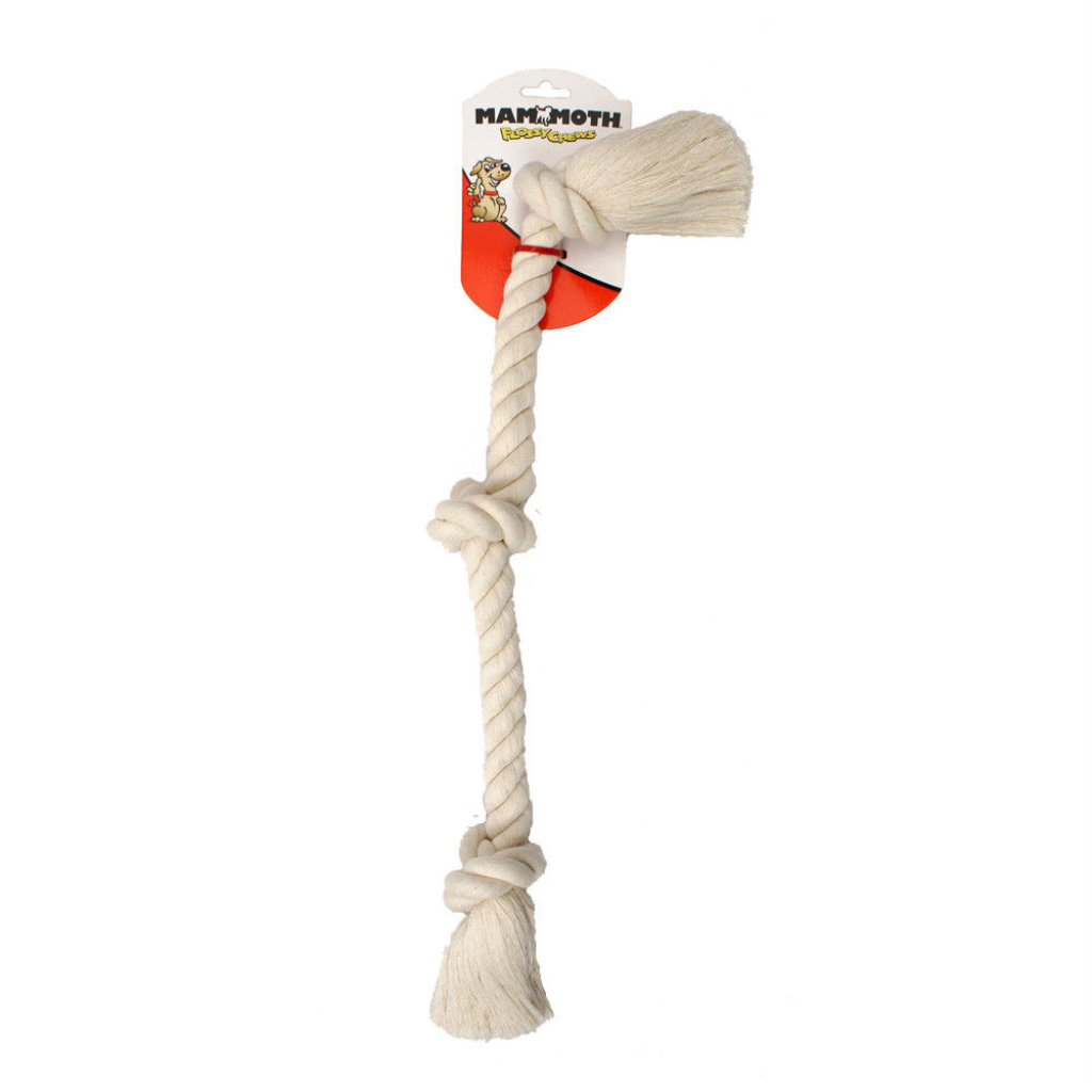 Mammoth Pet Flossy Chews 3 Knot Rope Tug Dog Toy, White, X-Large