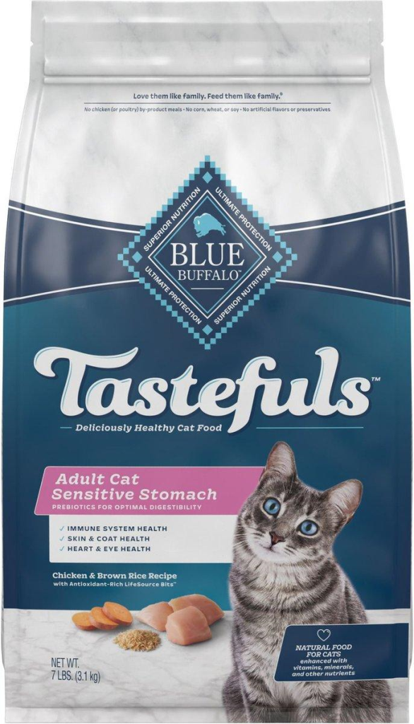 Blue Buffalo BLUE Tastefuls Sensitive Stomach Chicken & Brown Rice Recipe Adult Dry Cat Food, 7-lb