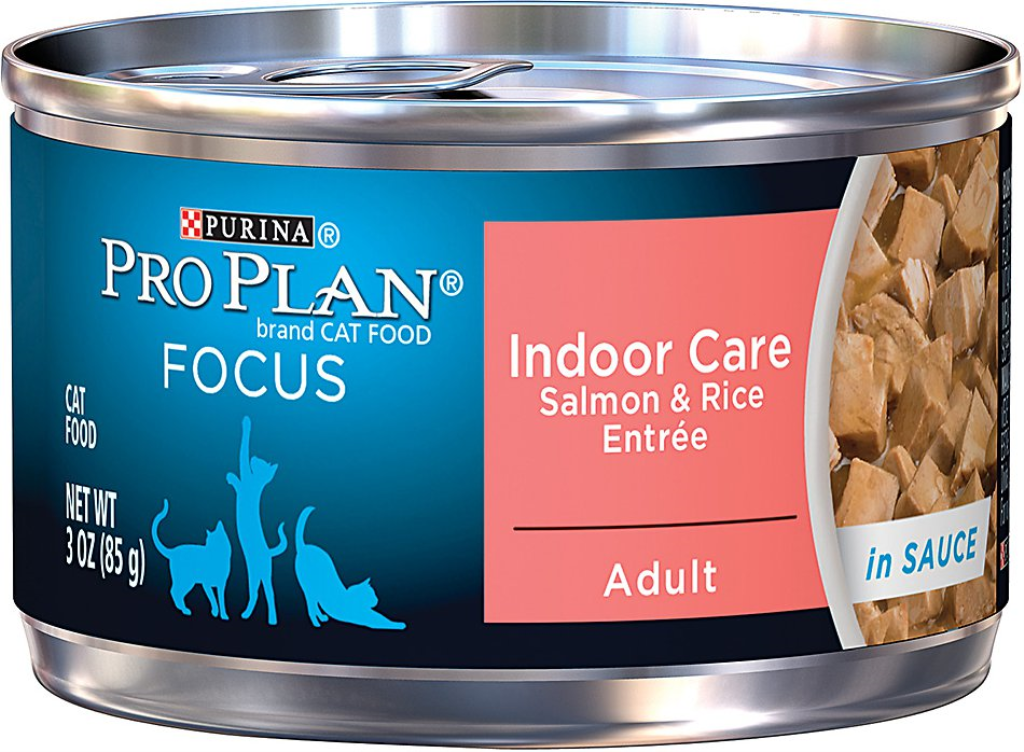 Purina Pro Plan Focus Adult Indoor Care Salmon & Rice Entree in Sauce Canned Cat Food, 3-oz