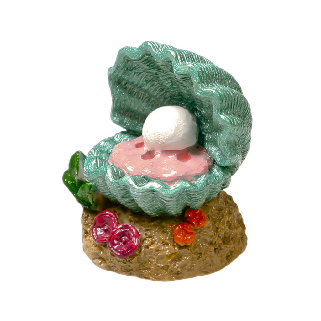 Blue Ribbon Exotic Environments Open Clam with Pearl Aquarium Ornaments