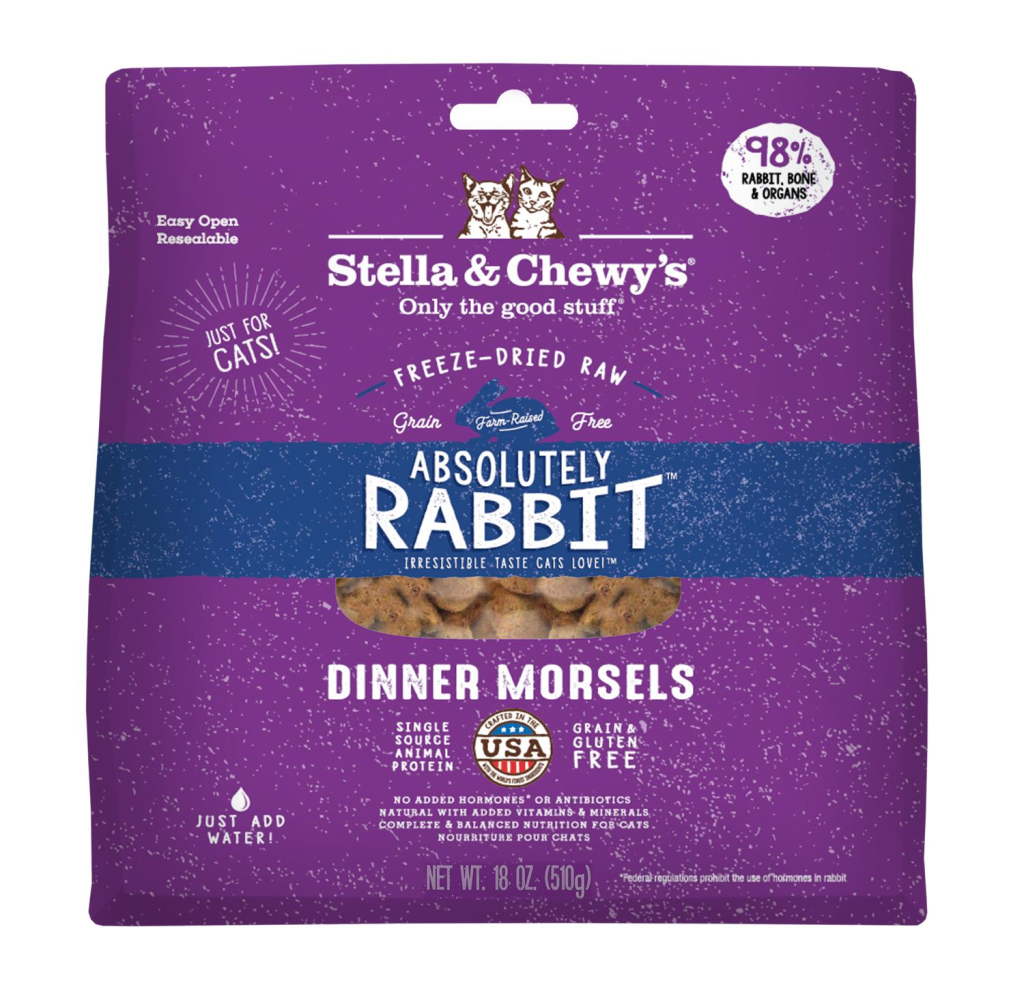 Stella & Chewy's Absolutely Rabbit Dinner Morsels Raw Freeze-Dried Cat Food, 18-oz