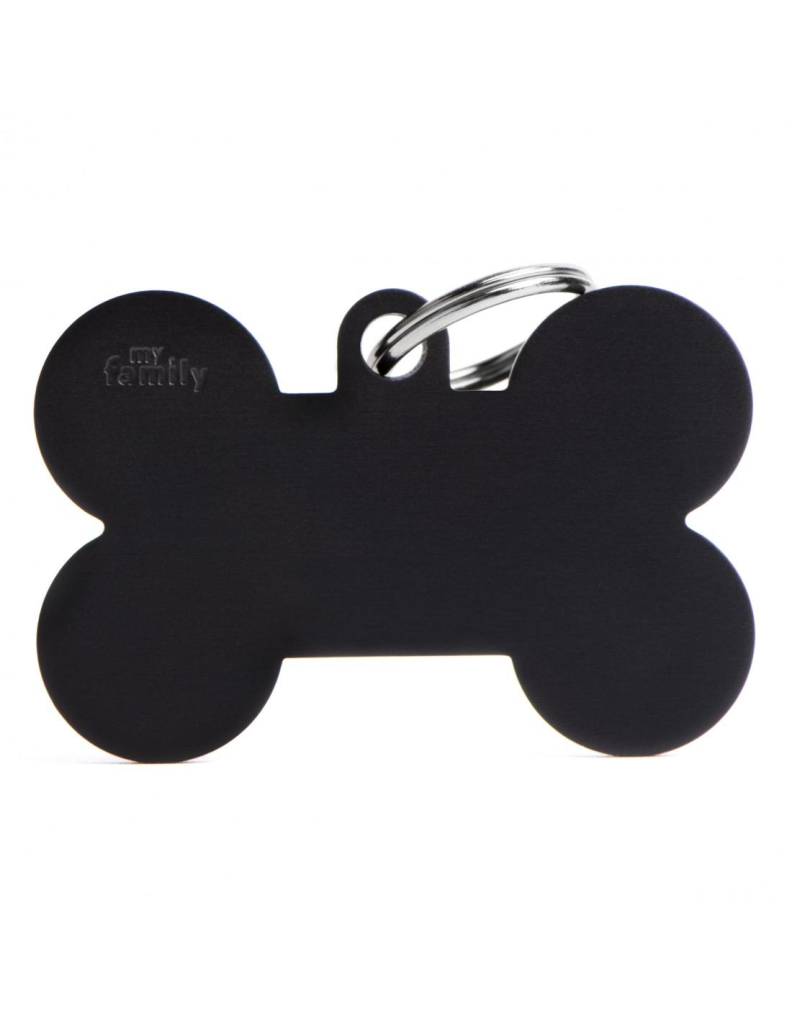 MyFamily Bone Aluminum Pet ID Tag, Black, X-Large
