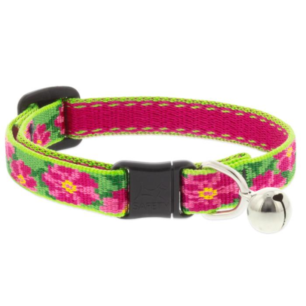 Lupine Pet Original Designs Safety Collar with Bell for Cats, Petunias, 1/2-in x 8-12-in