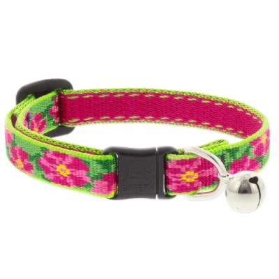 Lupine Pet Original Designs Safety Collar with Bell for Cats, Petunias, 1/2-in x 8-12-in
