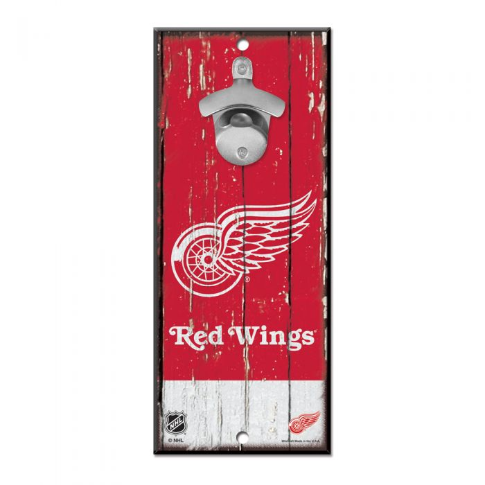 Detroit Red Wings Bottle Opener Sign 5" x 11"