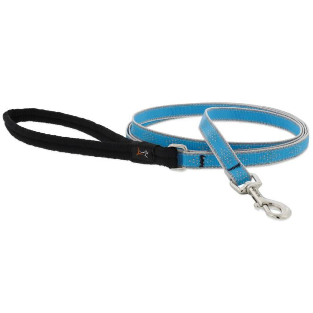 Lupine Pet High Lights Reflective Dog Leash, Blue Diamond, 3/4-in x 6-ft