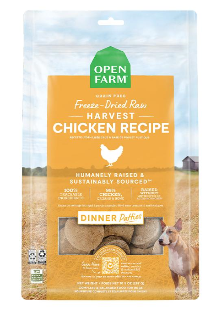 Open Farm Harvest Chicken Patties Raw Freeze-Dried Dog Food, 17.5-oz