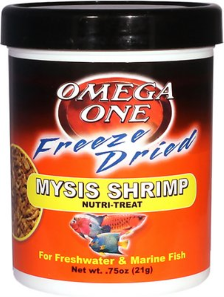 Omega One Freeze-Dried Mysis Shrimp Freshwater & Marine Fish Treat, .75-oz jar