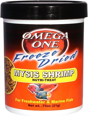 Omega One Freeze-Dried Mysis Shrimp Freshwater & Marine Fish Treat, .75-oz jar