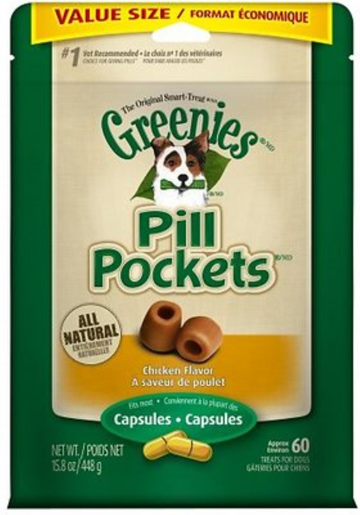 Greenies Pill Pockets Canine Capsules Chicken Flavor Dog Treats, 60-count