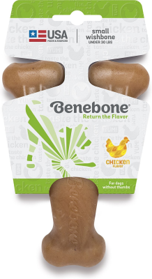 Benebone Rotisserie Chicken Flavored Wishbone Dog Chew Toy, Small