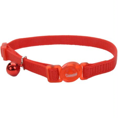 Safe Cat Adjustable Nylon Breakaway Cat Collar, Red, 12-in