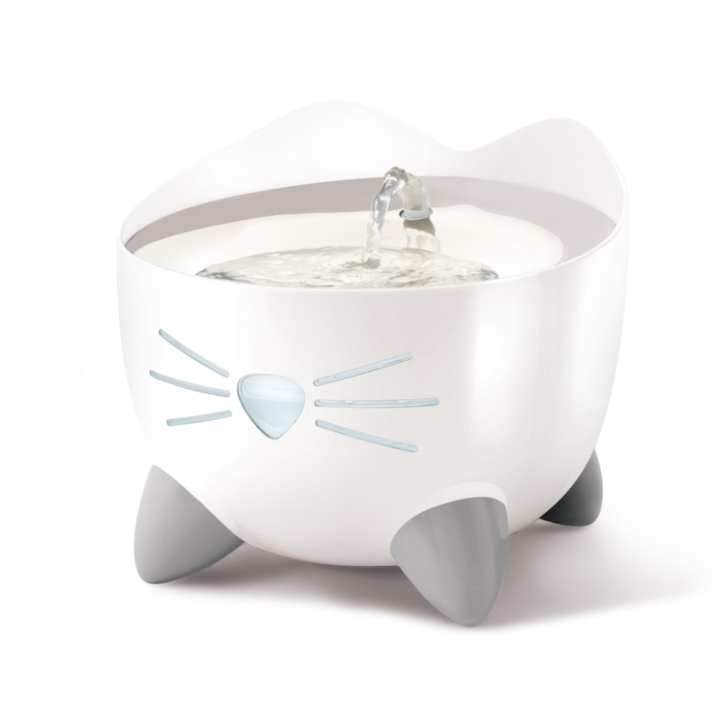 Catit PIXI Cat Drinking Fountain, White with Stainless Steel