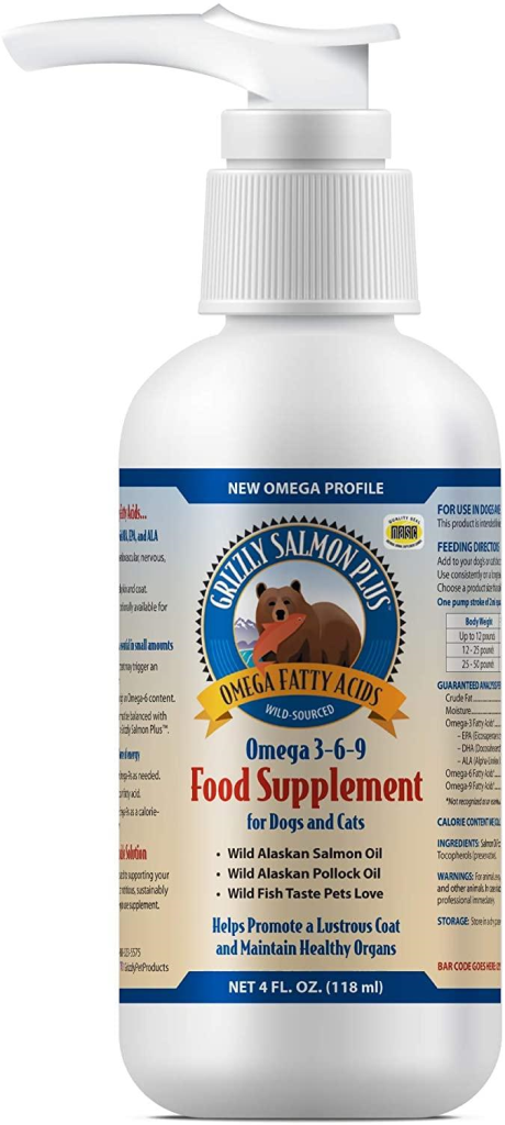 Grizzly Salmon Plus Food Supplement for Dogs & Cats, 4-oz bottle