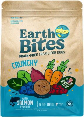 Earthborn Holistic EarthBites Salmon Flavor Crunchy Dog Treats, 10-oz