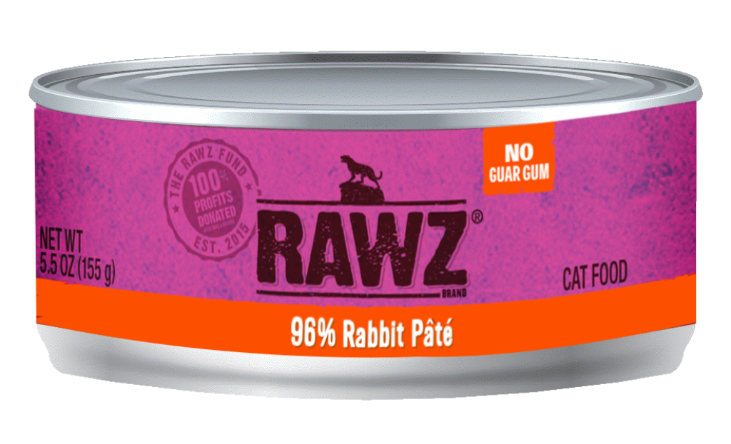 RAWZ Cat 96% Rabbit Pate Wet Cat Food Can, 3-oz