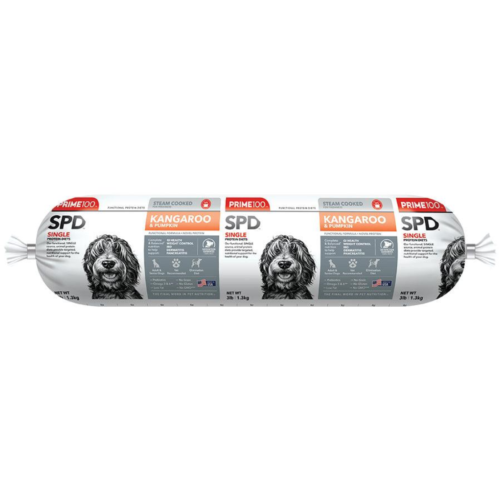 Prime100 SPD Fresh Roll Kangaroo & Pumpkin Dog Food, 3-lb