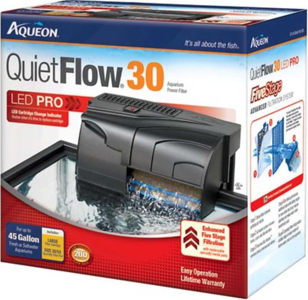 Aqueon QuietFlow Fresh & Saltwater Aquarium Filter, Size 30