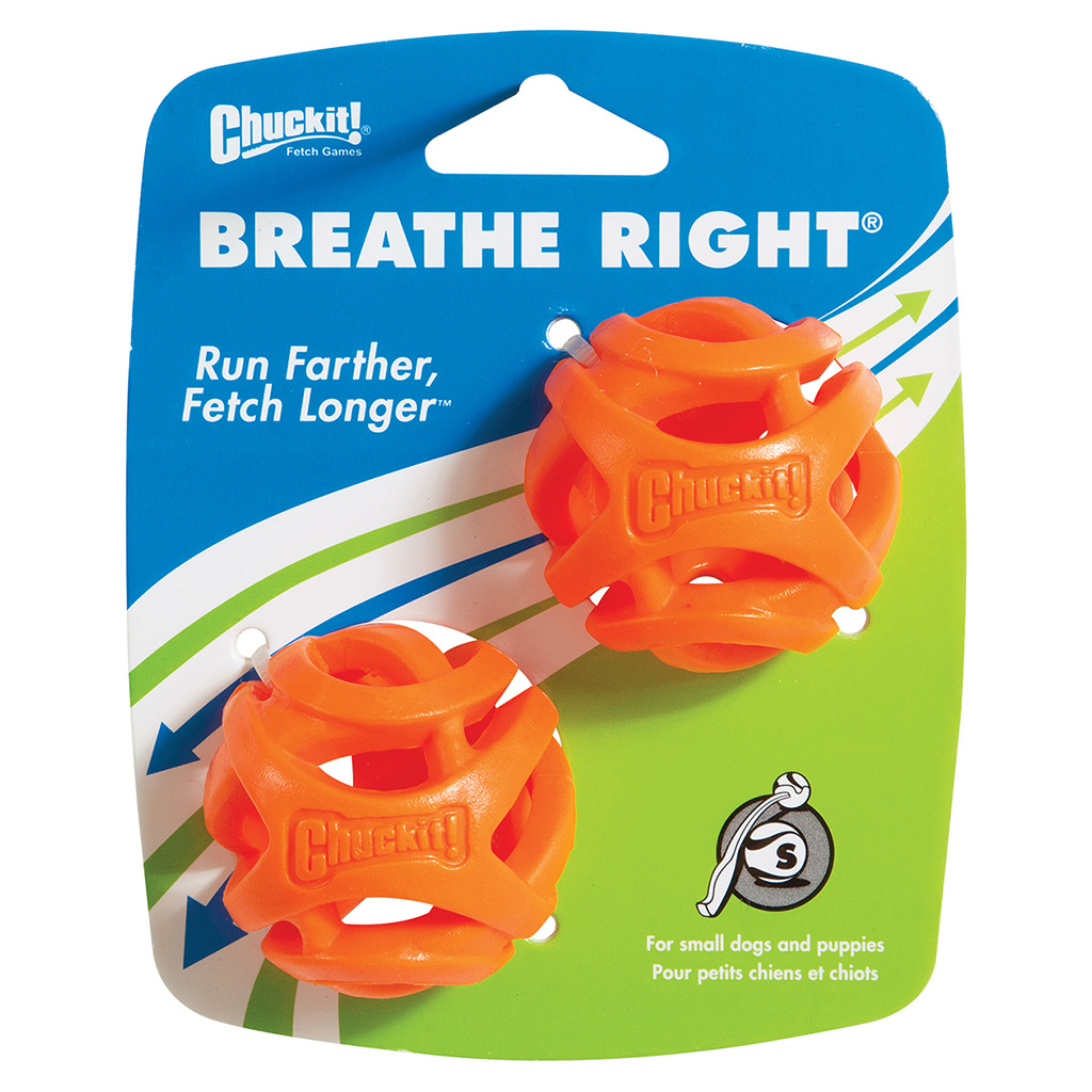 Chuckit! Breathe Right Fetch Ball 2-Pack Dog Toy, Small, 2-pack