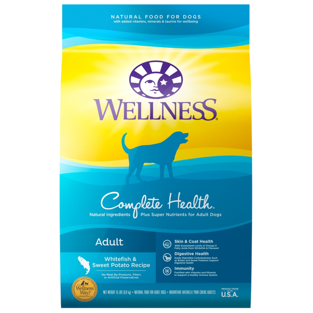 Wellness Complete Health Whitefish & Sweet Potato Adult Dry Dog Food, 15-lb
