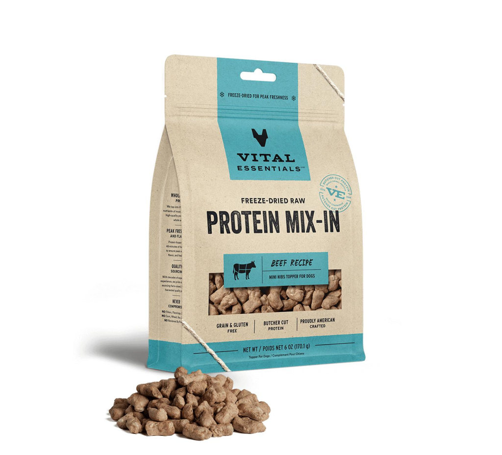 Vital Essentials Beef Protein Mix-In Mini Nibs Freeze-Dried Raw Dog Food Topper, 6-oz