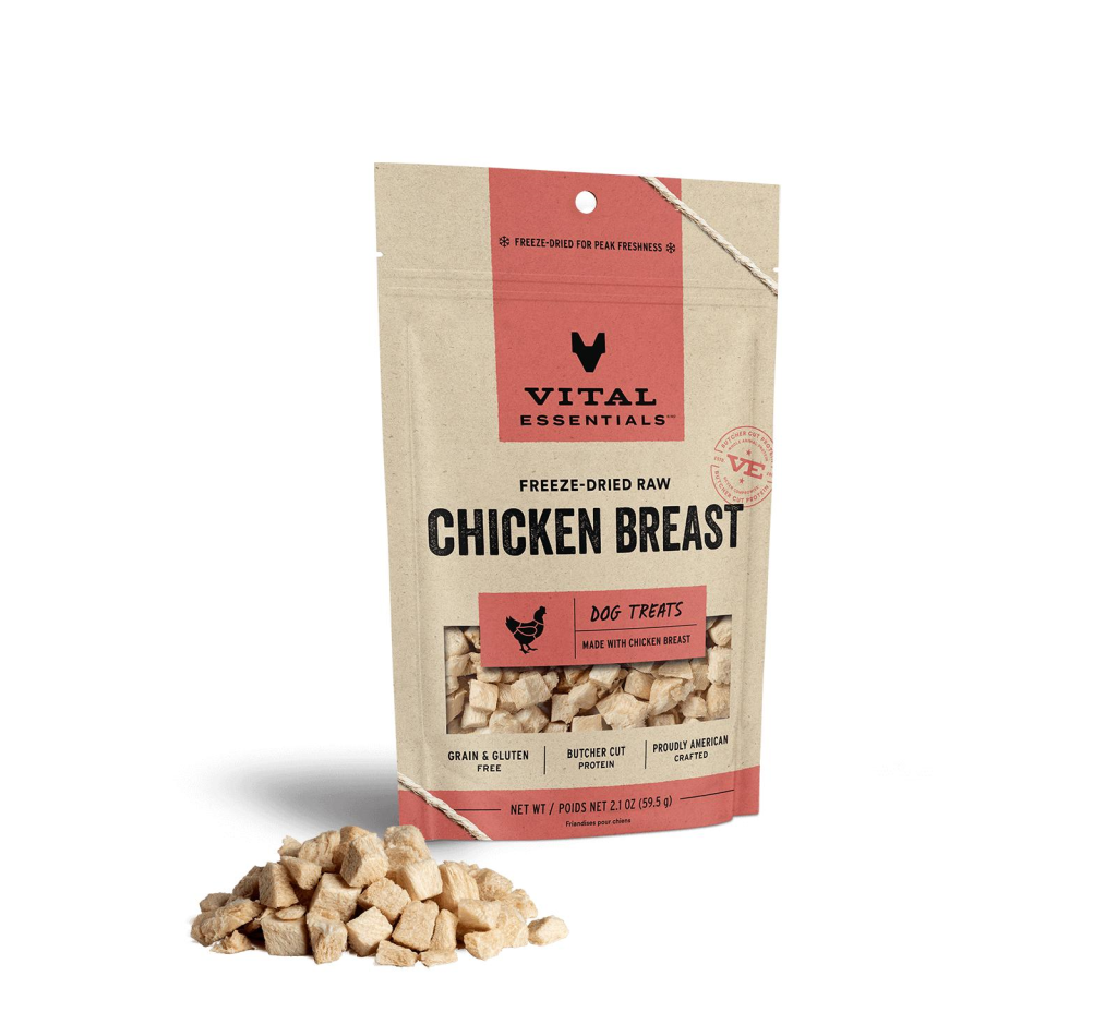 Vital Essentials Chicken Breast Freeze-Dried Raw Dog Treats, 2.1-oz