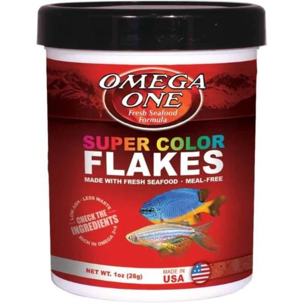Omega One Super Color Flakes Tropical Fish Food, 1-oz