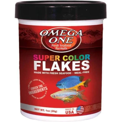 Omega One Super Color Flakes Tropical Fish Food, 1-oz
