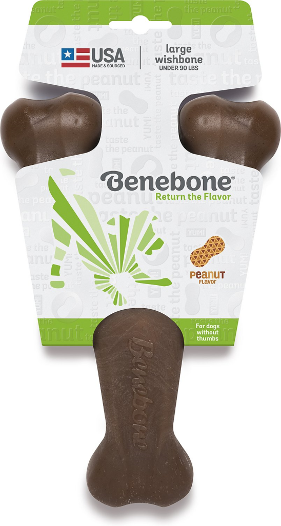 Benebone Peanut Butter Flavored Wishbone Dog Chew Toy, Large