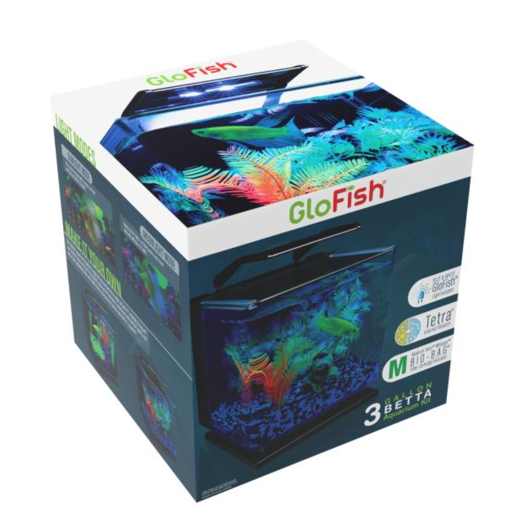 GloFish Betta Glass Aquarium Kit, 3-gal