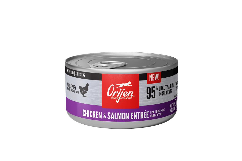 ORIJEN Chicken & Salmon Entree in Bone Broth Kitten Wet Cat Food Can, 3-oz