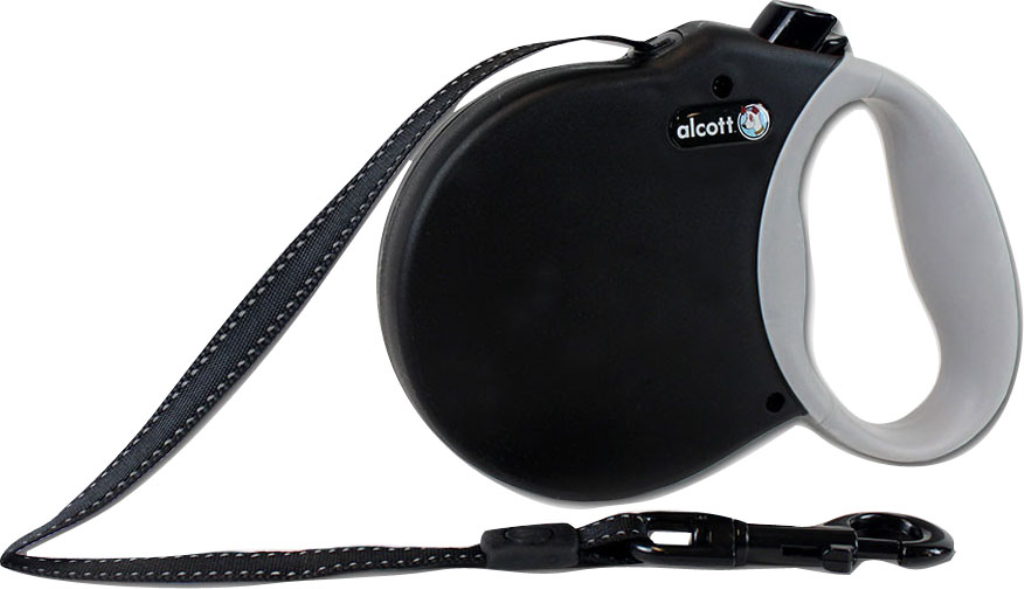 Alcott Adventure Retractable Dog Leash, Black, Large