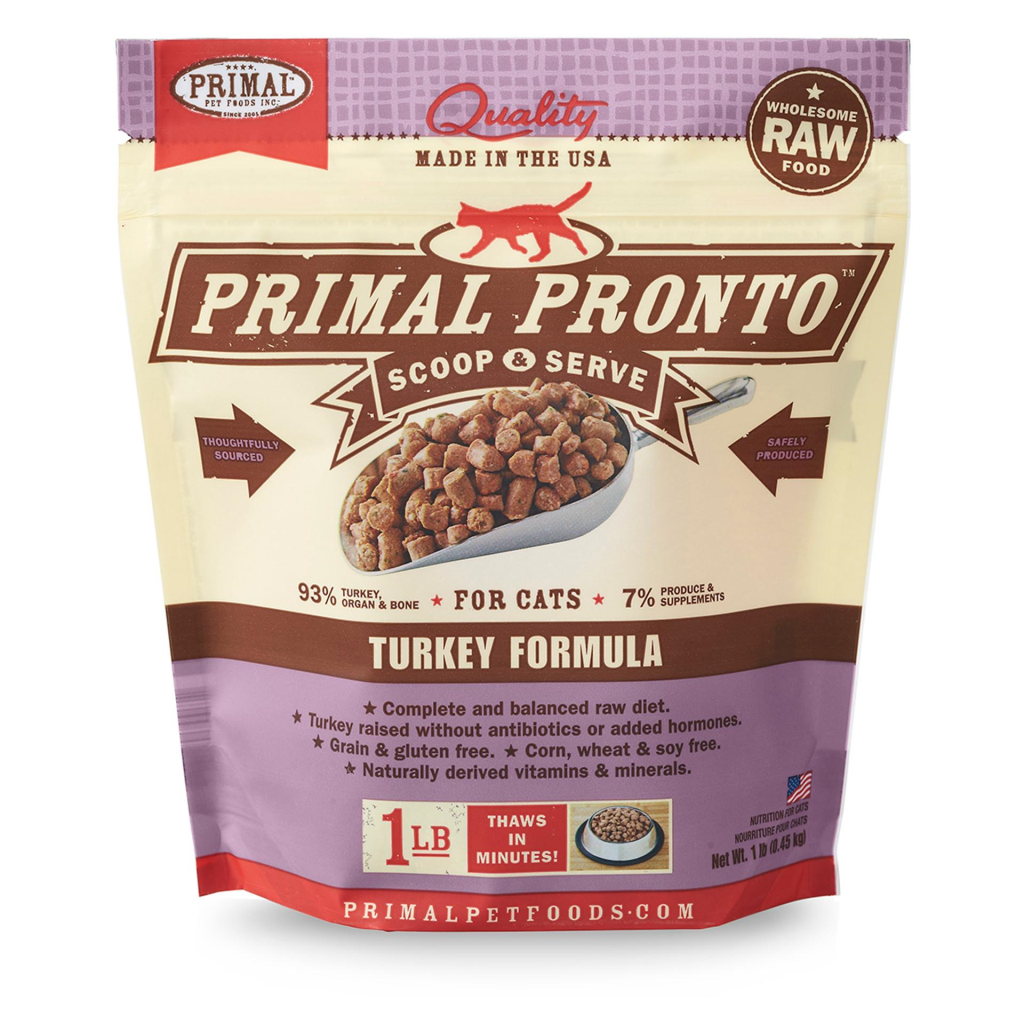 Primal Pronto Raw Frozen Turkey Formula Cat Food, 1-lb