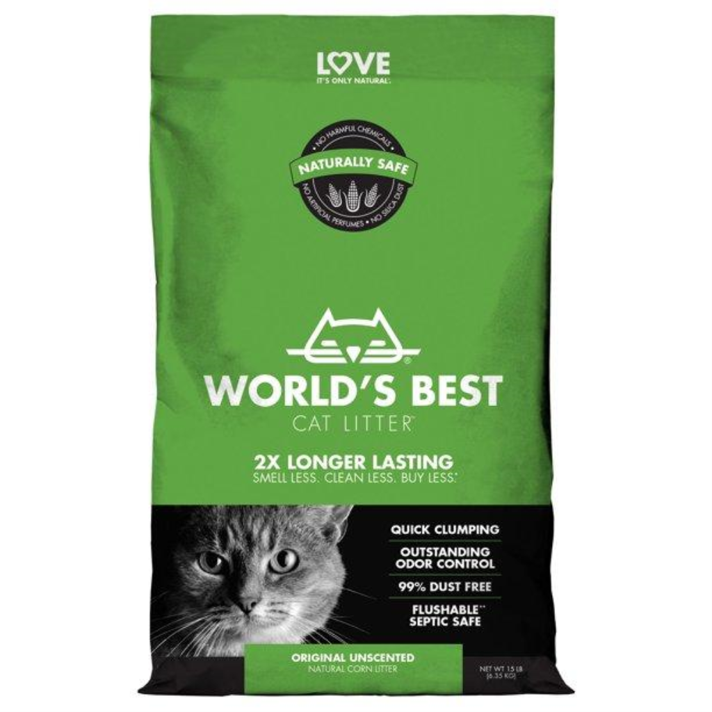 World's Best Cat Litter Original Unscented Clumping Cat Litter, 15-lb C/3